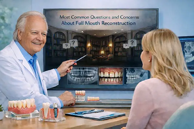 Dr. Kurpis explaining a treatment plan with dental models.
